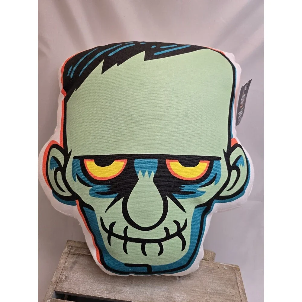 Hyde & Eek Frankenstein Glow in the Dark Shaped Throw Pillow Halloween Monster
